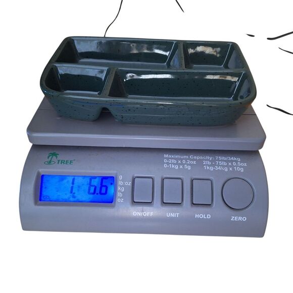 TWO Glazed Stoneware Trays with Four Compartments Sushi Condiments Divided Plate - Picture 11 of 12